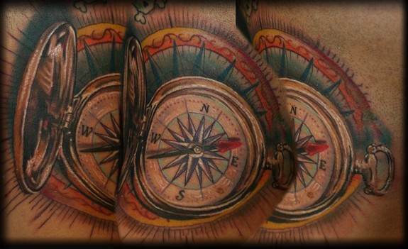 Stevie Monie - Compass Tattoo Detail